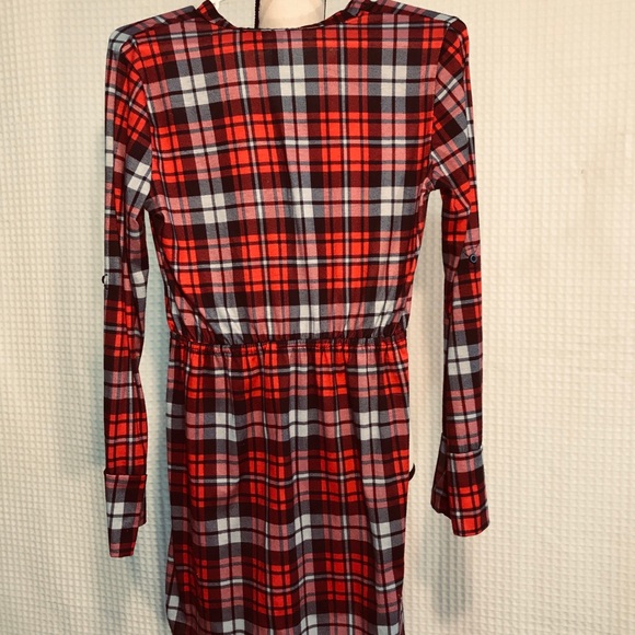 No Connect Red Navy Flannel Buttonup Dress - Picture 6 of 6